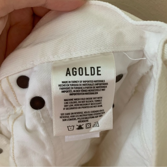 Agolde Riley High Rise Straight Crop Distressed Jeans in Slant White Size 26 - Picture 11 of 12